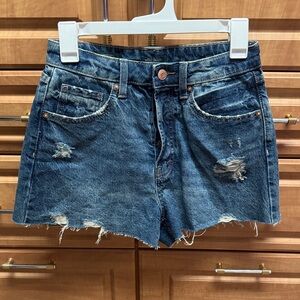 EUC Wild Fable Distressed High-Rise Denim Shorts - Blue